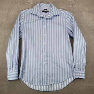PRONTO UOMO Mens Medium Blue Gray Stripe Button Down Shirt Preppy